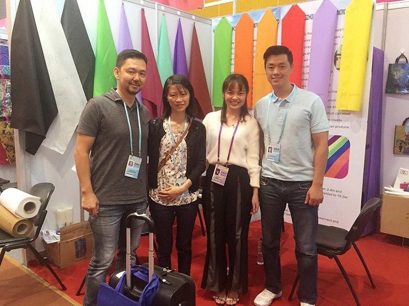 Clients from Brazil visiting our booth on Canton Fair